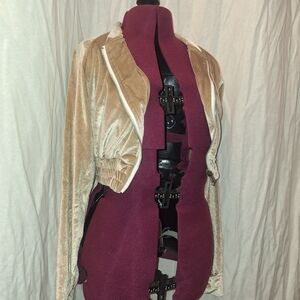 Velvet Cropped Jacket in Tan
